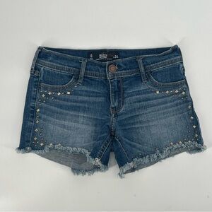 Hollister Midi Denim Embellished Cut Off Jean Shorts Size 0 Women’s